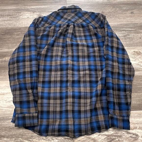 Eddie Bauer Flannel Shirt Blue Tartan Plaid Mens L Classic Fit Button Down - Picture 3 of 11